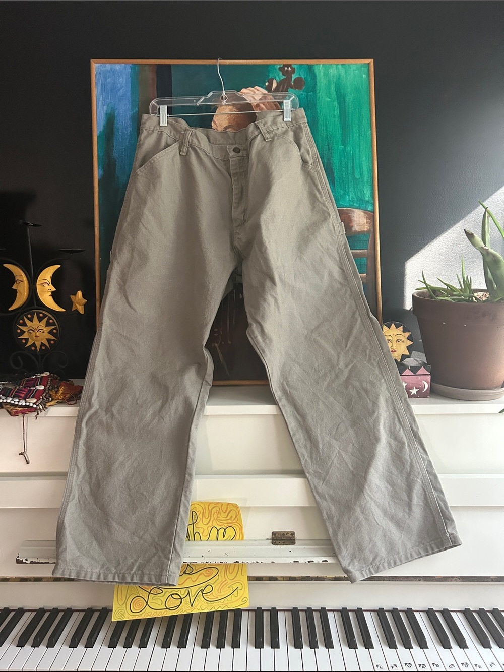 Vintage Rustler Relaxed Fit Khaki Jeans 38 X 30